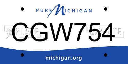 CGW754 Michigan License Plate