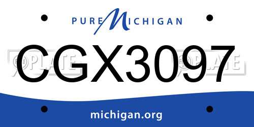 CGX3097 Michigan License Plate