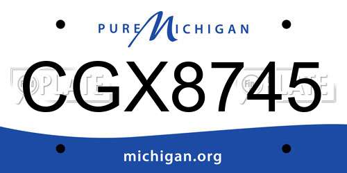 CGX8745 Michigan License Plate