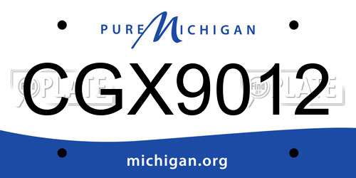 CGX9012 Michigan License Plate
