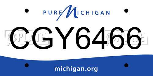 CGY6466 Michigan License Plate
