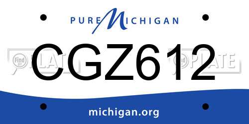 CGZ612 Michigan License Plate