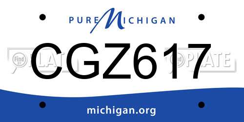 CGZ617 Michigan License Plate
