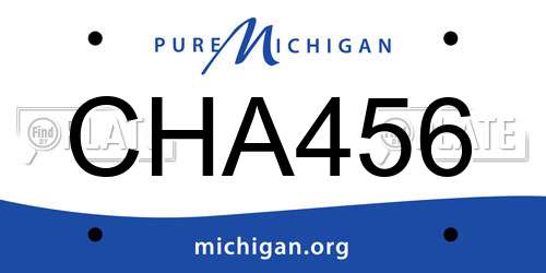 CHA456 Michigan License Plate