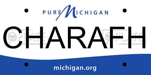 CHARAFH Michigan License Plate