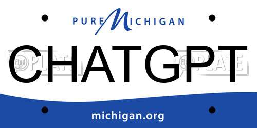 CHATGPT Michigan License Plate