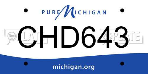 CHD643 Michigan License Plate