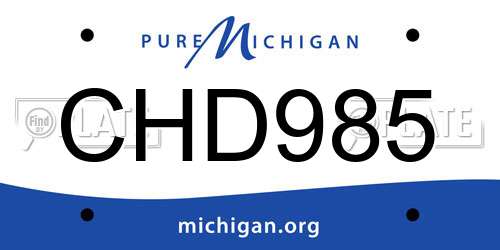 CHD985 Michigan License Plate