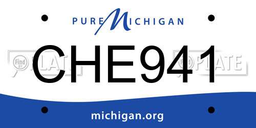 CHE941 Michigan License Plate