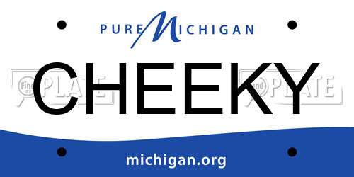 CHEEKY Michigan License Plate