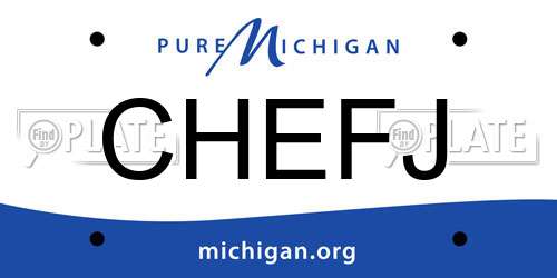CHEFJ Michigan License Plate