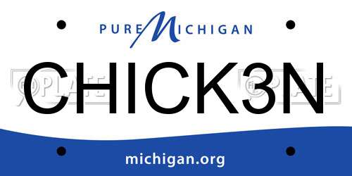 CHICK3N Michigan License Plate