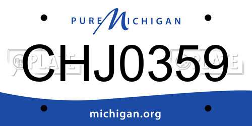 CHJ0359 Michigan License Plate