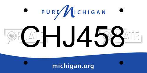 CHJ458 Michigan License Plate