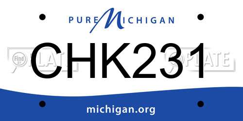 CHK231 Michigan License Plate