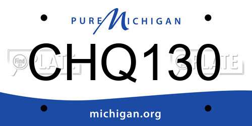 CHQ130 Michigan License Plate