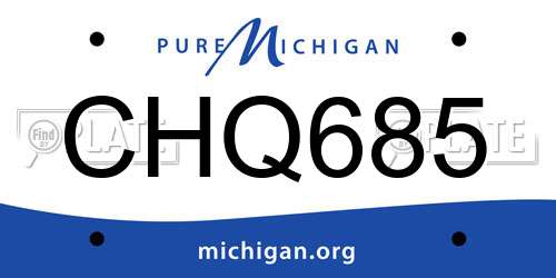 CHQ685 Michigan License Plate