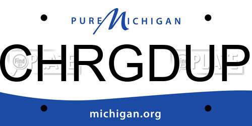 CHRGDUP Michigan License Plate