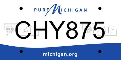 CHY875 Michigan License Plate