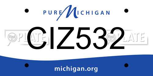 CIZ532 Michigan License Plate