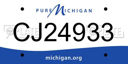 CJ24933 Michigan License Plate