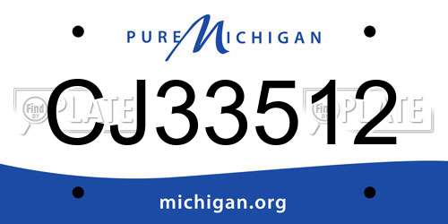 CJ33512 Michigan License Plate