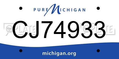 CJ74933 Michigan License Plate