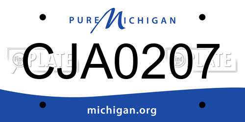 CJA0207 Michigan License Plate
