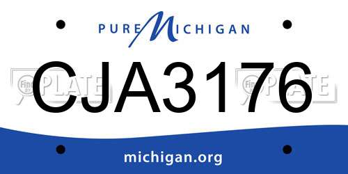 CJA3176 Michigan License Plate