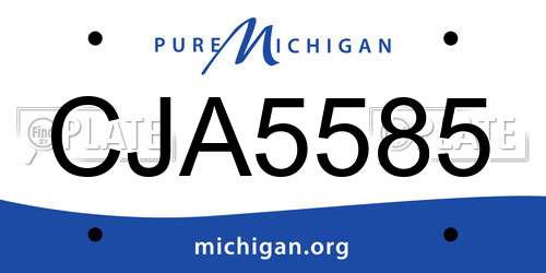 CJA5585 Michigan License Plate