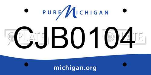 CJB0104 Michigan License Plate