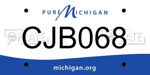CJB068 Michigan License Plate