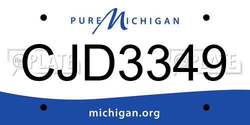 CJD3349 Michigan License Plate