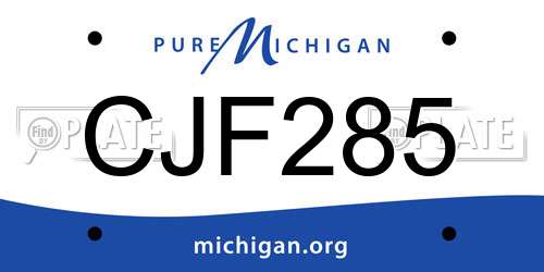 CJF285 Michigan License Plate