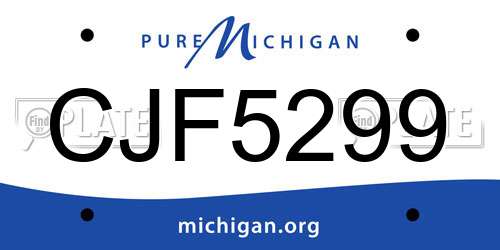 CJF5299 Michigan License Plate