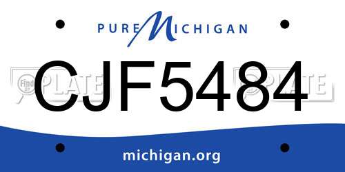 CJF5484 Michigan License Plate
