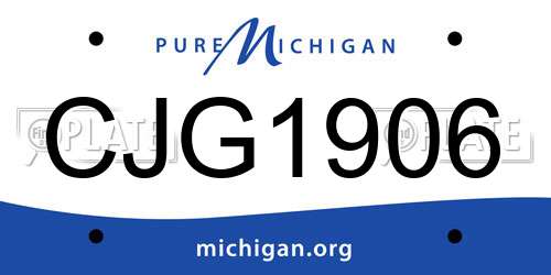 CJG1906 Michigan License Plate