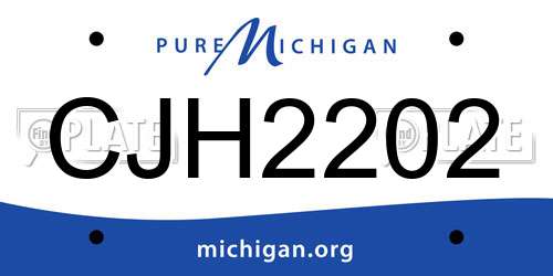 CJH2202 Michigan License Plate