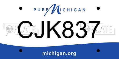 CJK837 Michigan License Plate