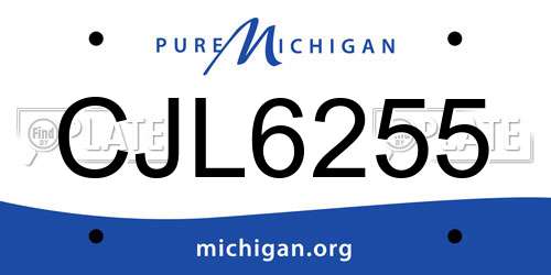 CJL6255 Michigan License Plate