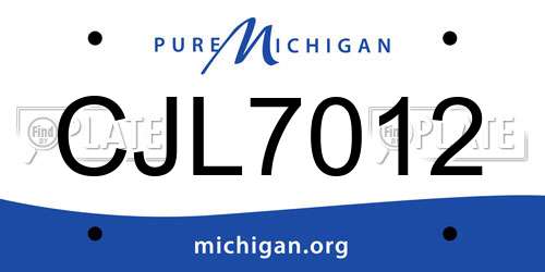 CJL7012 Michigan License Plate