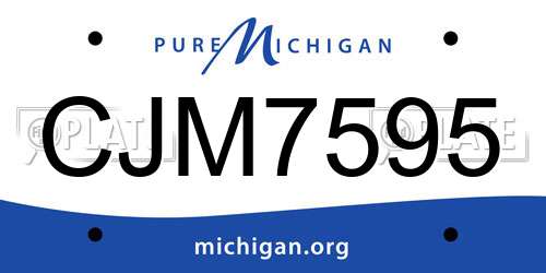 CJM7595 Michigan License Plate