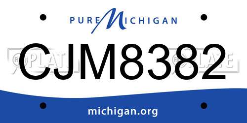 CJM8382 Michigan License Plate