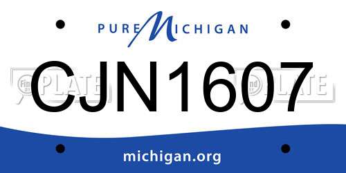 CJN1607 Michigan License Plate