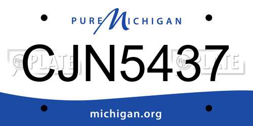 CJN5437 Michigan License Plate