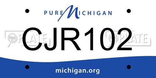 CJR102 Michigan License Plate