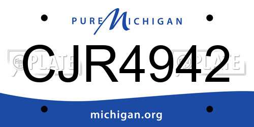 CJR4942 Michigan License Plate