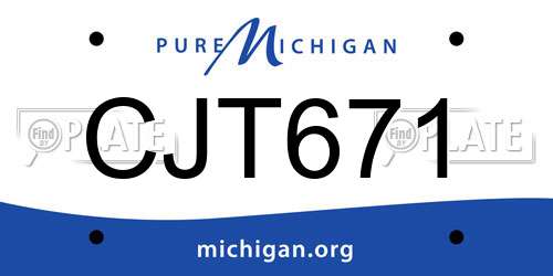 CJT671 Michigan License Plate