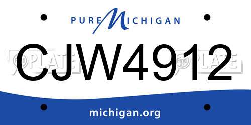 CJW4912 Michigan License Plate