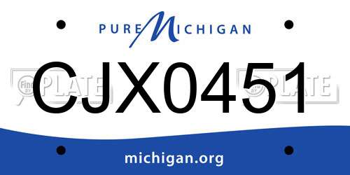 CJX0451 Michigan License Plate